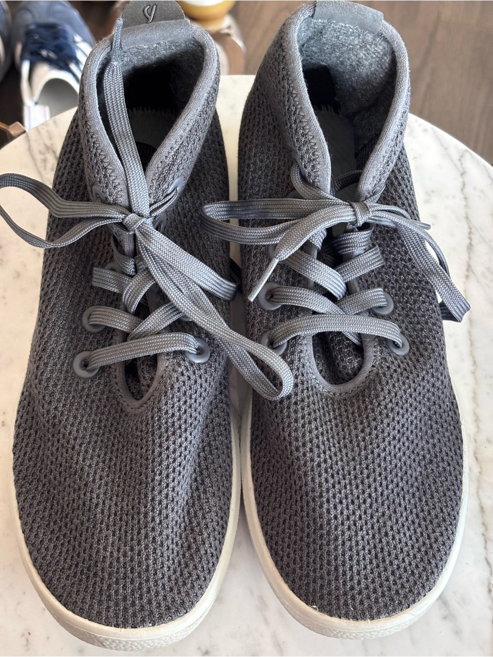 allbirds Men's Charcoal Gray Knit Lace-Up Sneakers